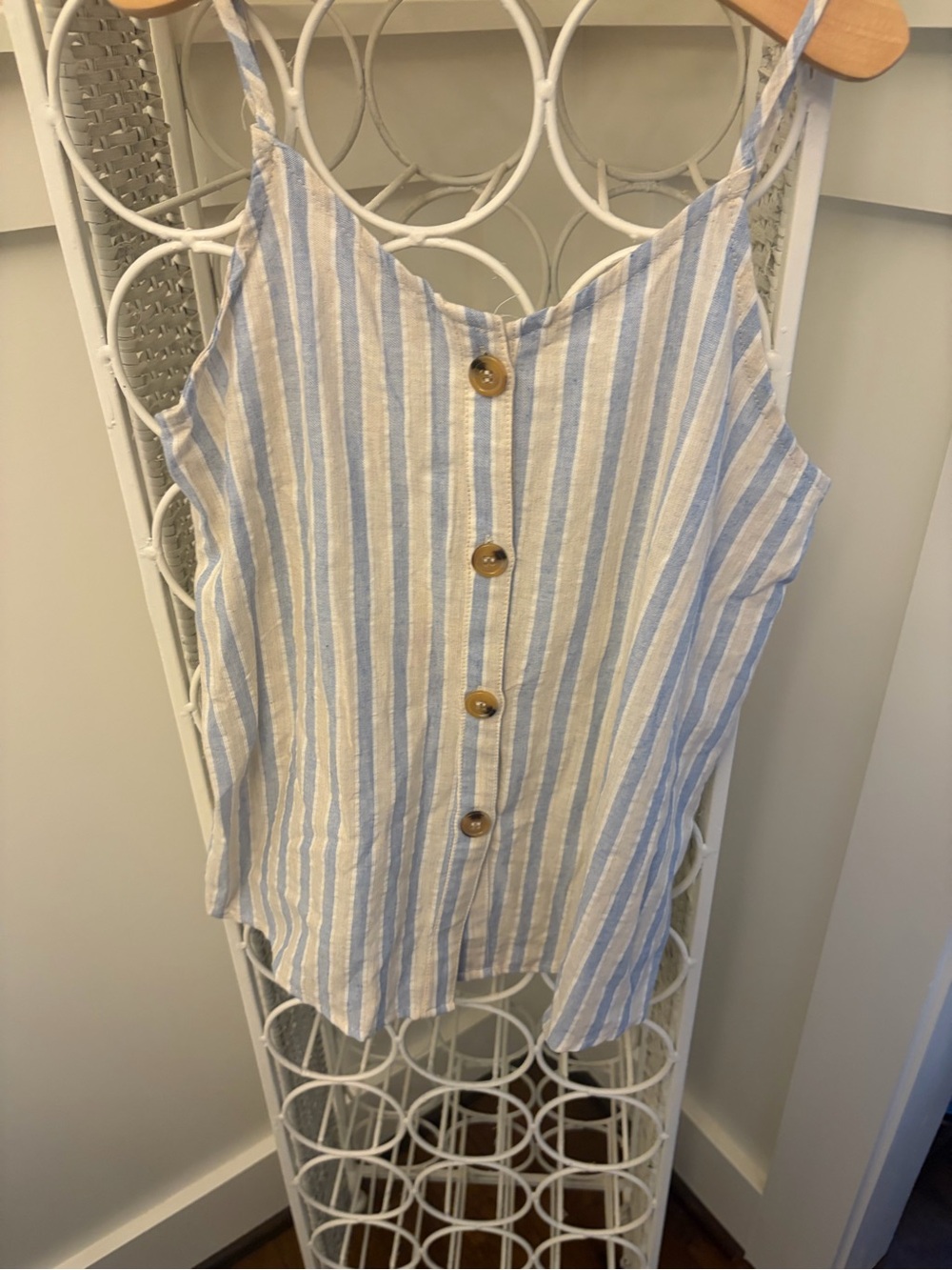 Hayden Girls Blue and White Striped Button Cami